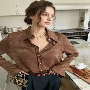 3COLOR 벨벳 어깨패드 블라우스 탑