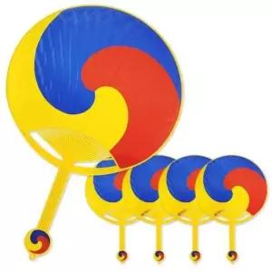 [문구] 태극문양 손잡이부채 휴대형 종이소재 대형 28cm 5매