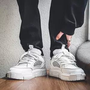 엘럽 남자 하이탑 봄가을 캐주얼 보드화 미니 통굽 화이트 슈즈 스니커즈 박템1