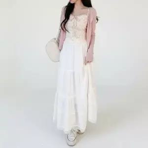 [하프클럽/]여성 일상 로맨틱 여름휴가 레이스 플레어 롱 치마