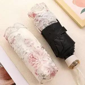 고급 여성용 여름 꽃무늬 자수 암막 양산 우산