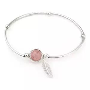 [에이치플러스몰]925 실버 로즈쿼츠 원석 볼 스트링 밴딩 은 팔찌 팔찌선물