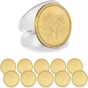 10Pcs 각인 블랭크 황동 챌린지 동전 금속 40mm DIY 기념 컬렉션용 아크릴 보호 상자 포함 (두께 2mm)