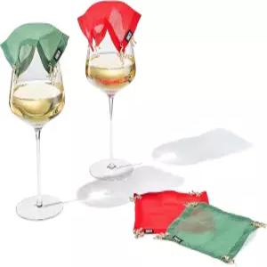 크리스마스 와인잔 커버 실내외 휴일을 위한 무게감 있는 통기성 면 뚜껑 4종 세트로 피크닉 파티 모임