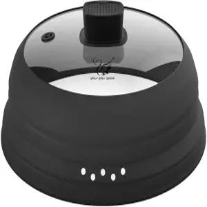 키 큰 전자레인지 스플래터 커버 유리 가드 뚜껑 높이 5.8인치 음식 냄비 접시용 접이식 실리콘 포함