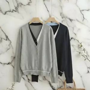 [하프클럽/]여성 기본 브이넥 일상용 긴팔 니트 카디건