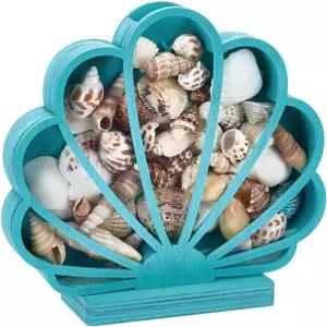 해안 침실 비치 하우스 크리스마스 생일 홈 장식용 아크릴 창문이 있는 PH 팬더홀 나무 조개 섀도우 박스