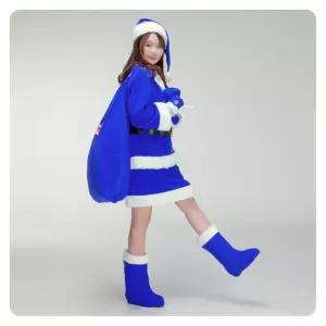 여자산타복고급7종세트 블루파란 크리스마트파티 망토의상 모자 특의한