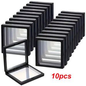 10PCS 투명 플로팅 디스플레이 상자 플라스틱 보석 보석 보관 반지 수집품 목걸이 포장 필름 상자