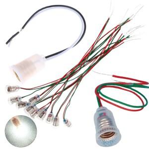 와이어 포함 소형 램프 거치대 E10 E12 기본 교육 장비 실험 길이 20cm 2 개 10 개