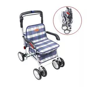 할머니유모차 블루체크 실버유모차 노인보행기