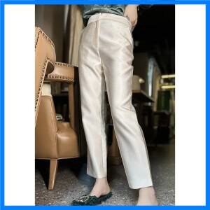 여성 실크 울 세트 팬츠, 하이웨이스트 스키니 화이트 스트레이트 팬츠, 하렘 팬츠, 가을