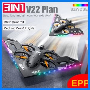 V22 3 in 1 RC 글라이더 헬리콥터 2.4G EPP 스턴트 중력 감지 폼 전투기 원격 조종 비행기 컬러 조명 포함