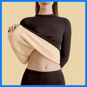 1세트 두꺼운 보온 내의 여성용 스탠드 칼라 무봉제 따뜻한 속옷 겨울 긴팔 속옷 세트