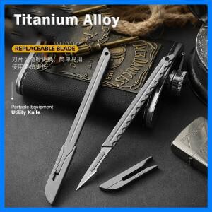 미니 티타늄 합금 메스, 두꺼운 조각 칼, 동물 메스, 다기능 익스프레스 아웃 박스 도구, 나이프 뚜껑