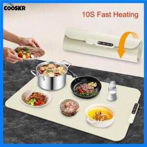 전기 히팅 플레이트 음식 워머 매트 실리콘 식탁 빠른 가열 음식 커피 히터 트레이 접이식 음식 워머 플레