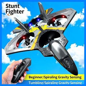 원격 조종 전투기 - 2.4GHz RC 비행기, 폼 글라이더 드론 (배터리 2개 포함), 아이들, 소년, 초보자용 쉽게