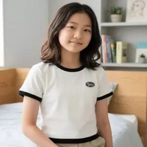 소이주니어 여름옷 여자 4부 레이어드 골지 슬림티 여아 깔끔한 간절기 반팔 26M0452