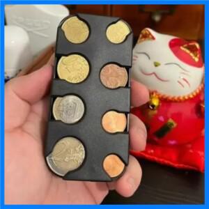 유로 동전 상자 4칸, 자동차 홈용 휴대용 돈 정리함 |   뚜껑이 있는 코인 수집 트레이 선물 수집가