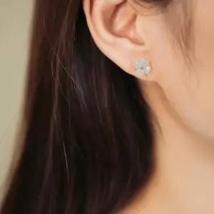 쿠빅 백옥 귀걸이 비취 터키석 원석주얼리