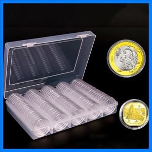 투명 투명 동전 캡슐 거치대 케이스, 기념 동전 보관함, 25mm, 27mm, 30mm, 100 개