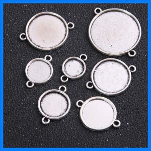 10mm-25mm 골동품 빈티지 라운드 카보 숑 설정 보석 커넥터 공백 Diy 만들기에 적합, 10 개