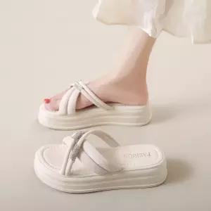 여자 샌들 5cm 발 굽높은 비치 통굽 샌달 키높이