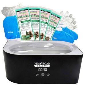 뉴 로드 손발용 파라핀 머신 키트 퀵 히팅 터치 스크린 배스 블루 테리 천 미트 앤 부티 염용 4팩 윈터그린