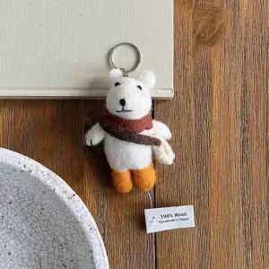 플라워백 양모펠트 곰돌이 인형키링