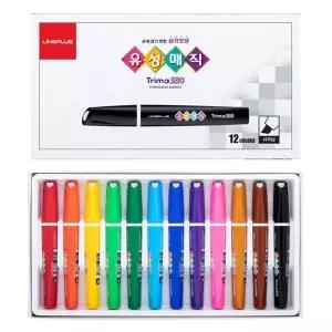 [에이치플러스몰]라인플러스 트리마 330 유성매직 12색 세트 (사각닙)