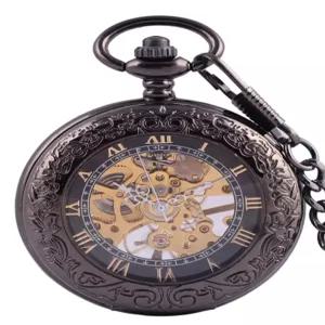 수동 건전지없는 태엽 시계 숫자 복고풍 클래식 회중