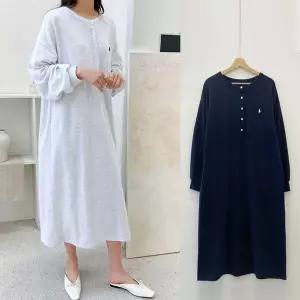 [보리보리/보리맘]단추 폴로 수유 단추 수유복 긴팔 수유 원피스 임부복 ID542