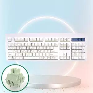 큐센 DT35 106 ABS 풀윤활 가스켓 유무선 기계식 키보드 화이트 애플민트축 V1