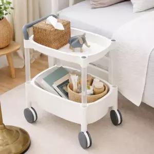 모던 리빙카트 이동식 트롤리 웨건 수납 정리함 선반 2단