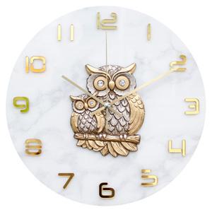 황금부엉이 벽시계 화이트 인테리어 무소음 벽걸이시계 개업 집들이선물