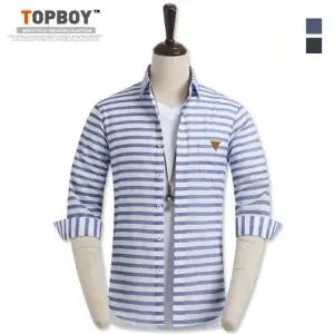 [탑보이]라스 스트라이프 7부셔츠  MN340 _P079945577