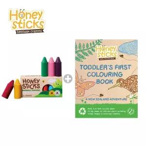 [허니스틱] 2종(비즈왁스 크레용 오리지널 12색+컬러링북)/아기크레용/돌아기크레파스