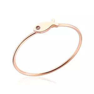 18K 물고기 탄생석 1mm 10월 핑크투어마린 텐션링 반지 NPR29265