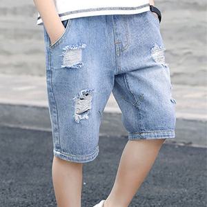 헤짐연청5부바지 여름 청반바지 초등 남아 면카고 조거 주머니 주니어 초등학생