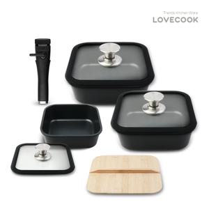 국산 인덕션 사각 네모 후라이팬 8종세트ㅣ멀티핸들 IH 웍 캠핑 냄비 쿡웨어