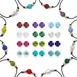 선물하기 좋은 14K 탄생석 큐빅 귀걸이 +14K 매듭 우정 소원 실 팔찌