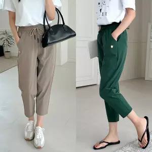 아센티 여름 여성 아이스 스판 밴딩 트레이닝 8부 바지 2108 378