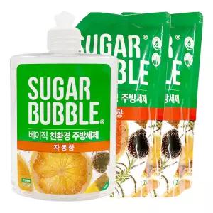 슈가버블 친환경 주방세제 자몽 용기 470ml 1개 + 리필 1.2L 2개