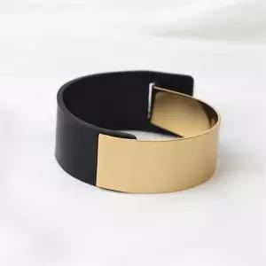 [셀러허브]여자 금색 고리형 두꺼운 레더 고급진 팔찌 (S9578118)