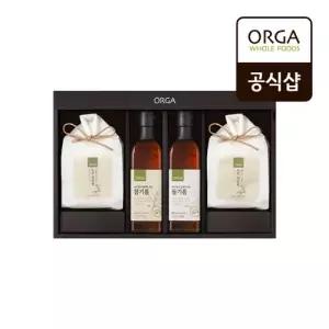 [올가] ORGA 참기름 선물세트 4호(참기름 1병 + 들기름 1병 + 천일염 2개)