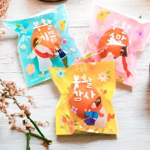 JNC 부활절 1구 접착식비닐 30매 부활절 계란포장 (옐로우,핑크,민트)