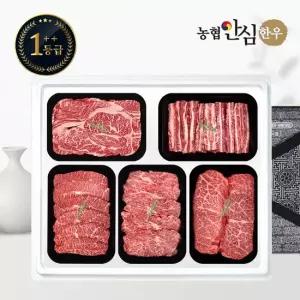 [농협안심한우] 1++등급 한우 선물세트 구이4호 2kg 등 갈 부 치 살)