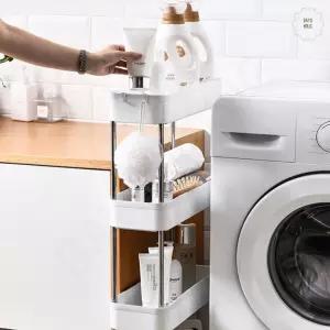 이동 트레이 세탁 세제 선반 세탁기 틈새 수납장 정리대 중 3단