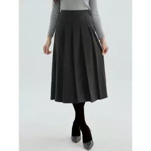 [하프클럽/카라]KARRA 모직터치백밴딩플리츠롱스커트_A4W0194