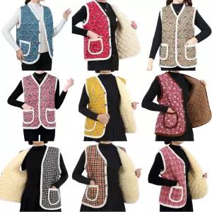 겨울 방한 꽃무늬 융털 조끼 빅사이즈 할머니 엄마 김장 촌캉스 보온 레트로 기모 양털 안감